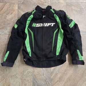 SHIFT Motorcycle Riding Jacket Black and Green Protective Gear‎ Size Large